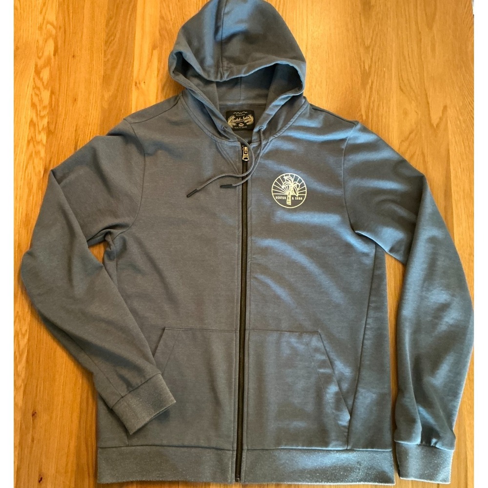 Scotch & Soda Full Zip Hoodie Mens L Blue Palm Logo Lightweight Sweatshirt - Picture 2 of 8